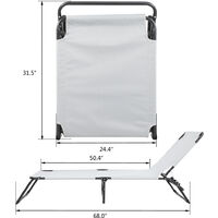 Sun Lounger, Folding Reclining Sun Chair with Adjustable Backrest for Garden Beach Patio (Grey)