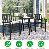 Garden Bistro Set of 3, Metal Garden Furniture Set with Round Dining Table and 2 Chairs for Outdoor Garden Yard Porch Poolside Lawn Balcony (Black)