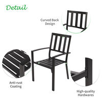 Garden Bistro Set of 3, Metal Garden Furniture Set with Round Dining Table and 2 Chairs for Outdoor Garden Yard Porch Poolside Lawn Balcony (Black)