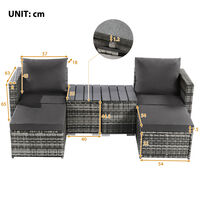 Rattan Garden Furniture Set of 6, Wicker Sun Lounger Recliners Set, Sofa Set with Coffee Table for Outdoor (Gray)