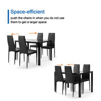 Dining Table Set for 5, PU Leather Kitchen Table and Chairs Set for Restaurant Furniture (Black)