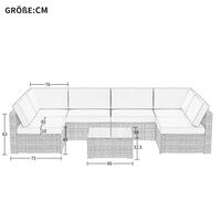 Garden Furniture Set of 7, Wicker Rattan Dining Corner Sofa Set with Glass Top Coffee Table for Outdoor (Gray)