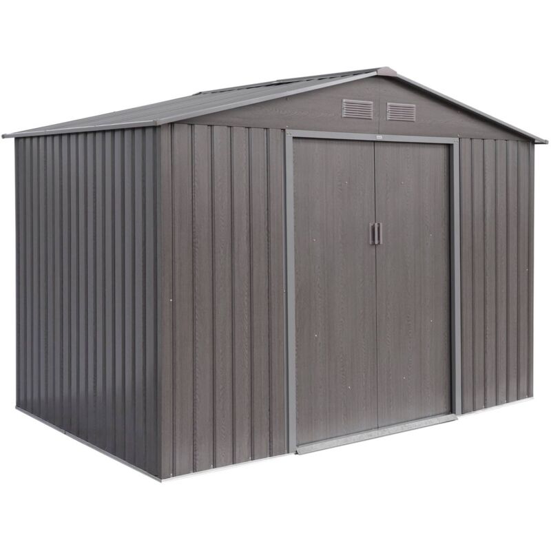 Abri Jardin Acier 5,3m² IDMarket - Gris Galvanisé Avec Base Métal