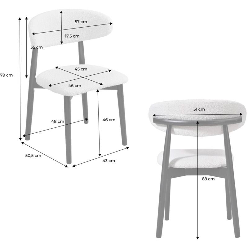 Lot De 4 Chaises Birgit Tissu Bouclette Écru Pieds Bois Foncé - Chaise BUT