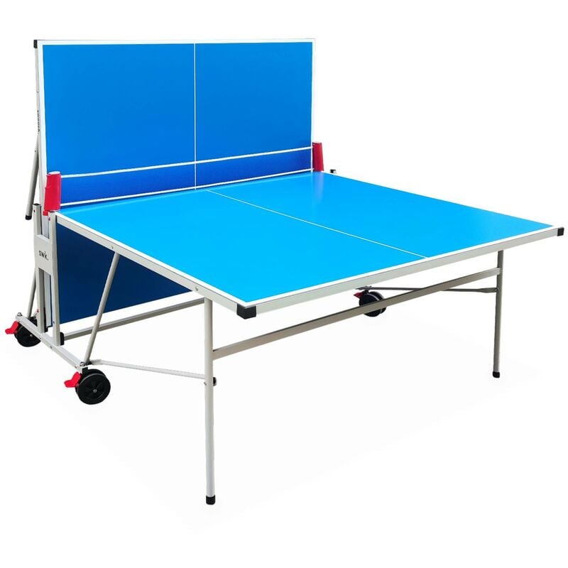 Mini table de ping pong pliable 150x75cm INDOOR bleue, avec 4