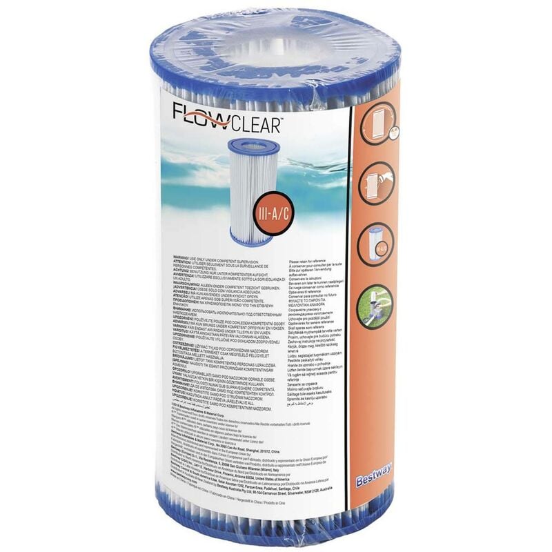 Cartouche filtrante type 3/A pour pompe de piscine - 10.6x20.3cm compatible  avec piscines Bestway Vostok 5x3m. Spinelle