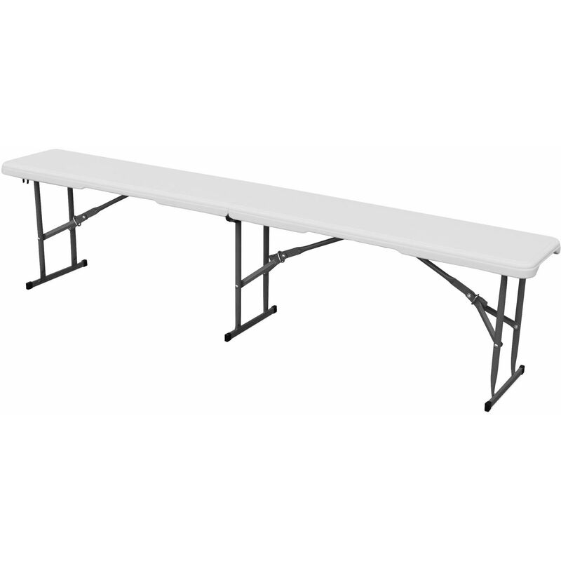 Ensemble de reception pliant - Table 8 personnes 180cm et 2 bancs -  Structure en acier & Plateau en Polyéthylene PEHD - Blanc - ADMI