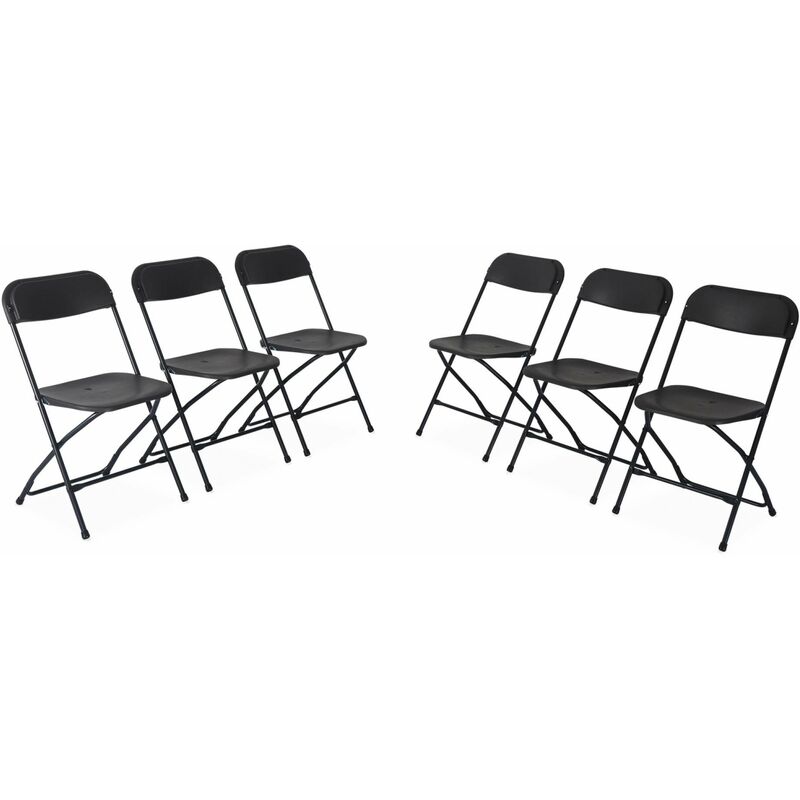 Chaises de réception pliantes – Fiesta – 6 chaises d'appoint en plastique  gris foncé et métal
