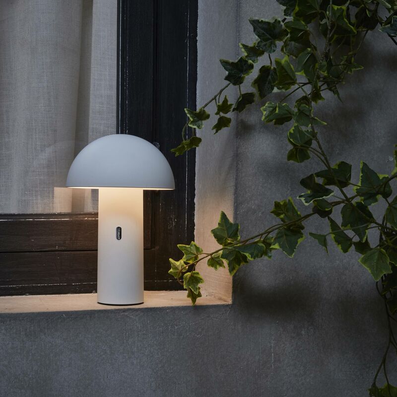 Lampe LED nomade sans fil FOREST blanche en bois et polyéthylène