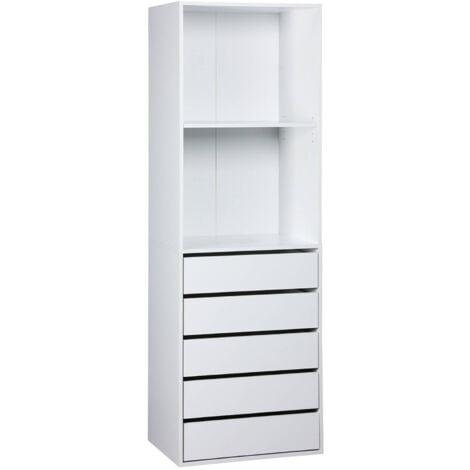 Module dressing avec 5 tiroirs et 2 étagères. blanc.  panneaux stratifiés