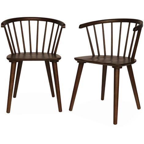 Lot de 2 chaises noyer à barreaux en bois et contreplaqué. Paula. L 51 x P 53 x H 75cm (1/5)