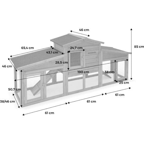 Clapier en bois Angora pour lapin et autres rongeurs. 4 lapins. cage à lapin avec enclos. espace intérieur et extérieur. poulailler