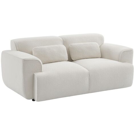 Canapé 2 places. tissu bouclette. 2 coussins déhoussables. Wallas  L 178 x P 97.5 x H 73cm