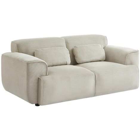 Canapé. Wallas. 2 places. tissu velours côtelé L 178 x P 97.5 x H 73cm Velours côtelé Grège