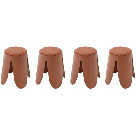 Set de 4 tabourets empilables terracotta. bouclette texturée. NIKI. Ø30 / 44 x H46cm