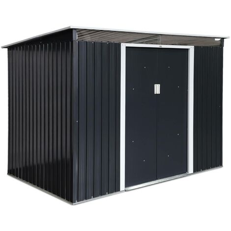 Abri de jardin en métal couleur anthracite 4.85m² avec puits de lumière - AUDOMAROIS- (1/5)