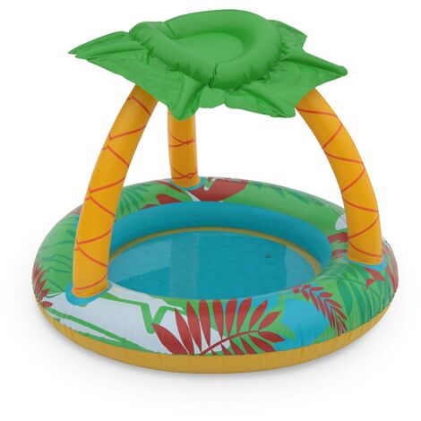 Pataugeoire Gonflable Jungle Piscine Pour Bebe Avec Pare Soleil Et Jeux 100 X 80 Cm