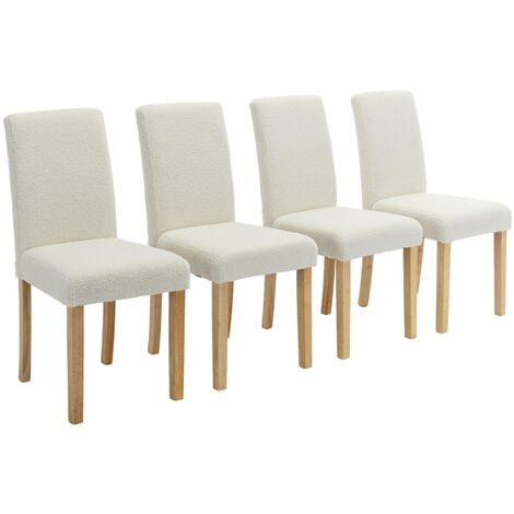 Lot de 4 chaises RITA revêtement bouclette pieds en bois d'hévéa (1/5)