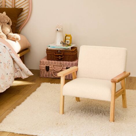 SWEEEK Fauteuil tissu bouclette blanche. lignes arrondies. Milano. L 90 SWEEEK Fauteuil tissu bouclette blanche. lignes arrondies. Milano. L 90
