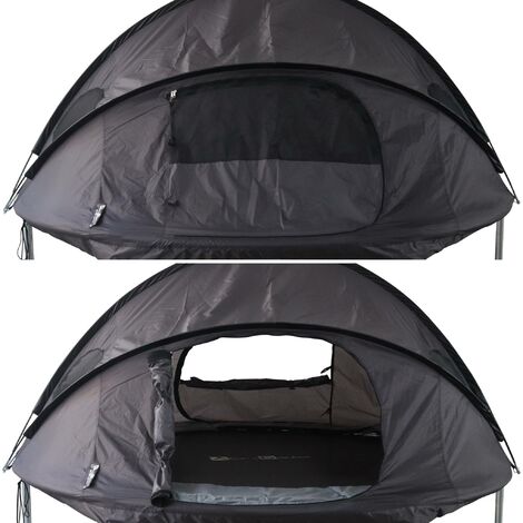 Trampoline 250cm bleu avec pack d'accessoires + Tente de camping