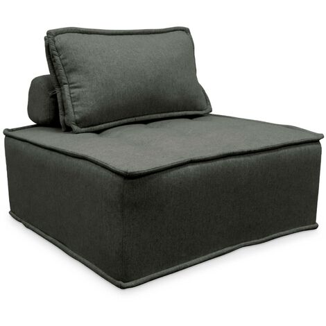 Chauffeuse pour canapé modulable tissu capitonné  Polyester Gris