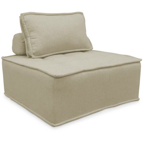 Chauffeuse pour canapé modulable tissu capitonné  Polyester Beige