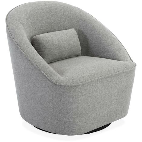 Fauteuil pivotant 360° en tissu gris clair. avec coussin LANA L 80 x P 73 x H77cm (1/5)