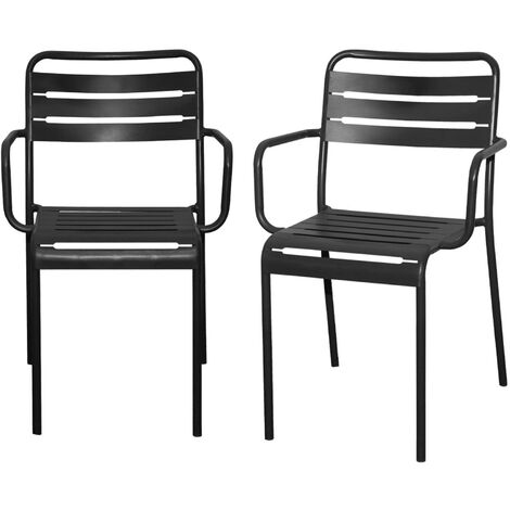 Lot de 2 fauteuils de jardin acier. 2 places. anthracite. Amelia. L50.4 X P53 X H79.5cm (1/5)