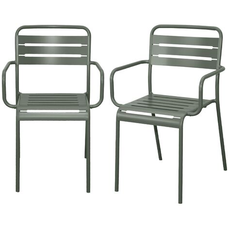 Lot de 2 fauteuils de jardin acier. 2 places. kaki. Amelia. L50.4 X P53 X H79.5cm