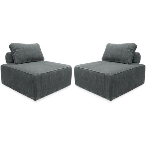 Lot de 2 chauffeuses pour canapé modulables velours côtelé  Velours côtelé Gris (1/5)