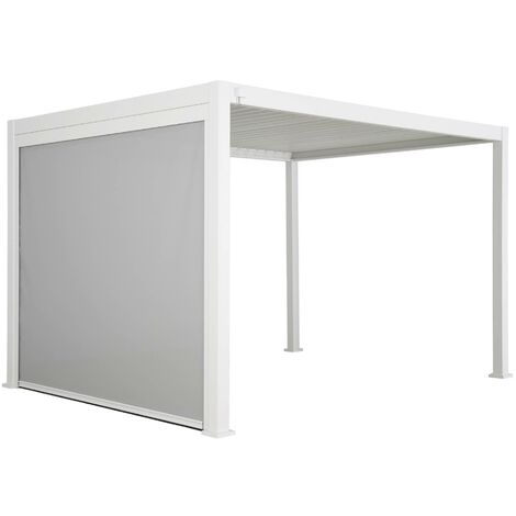 Pergola Bioclimatique blanche – Triomphe – 300x400cm. aluminium. à lames orientables + store 300cm (1/4)