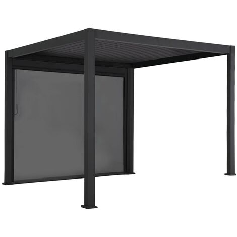 Pergola avec store bioclimatique aluminium et textilène Triomphe anthracite 3x3 m lames orientables (1/5)