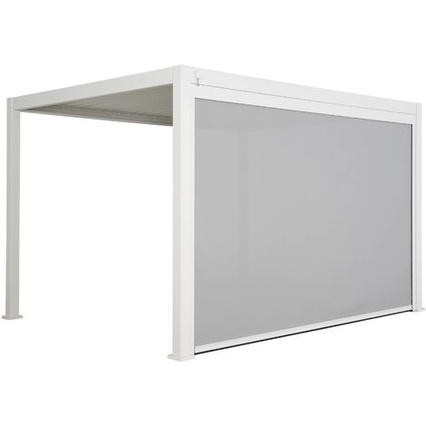 Pergola Bioclimatique blanche – Triomphe – 300x400cm. aluminium. à lames orientables + store 400cm (1/4)