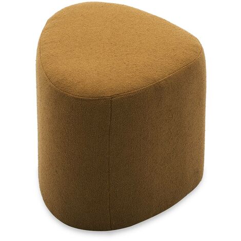 tabouret. pouf en forme de galet en tissu moutarde. TAO L 60 x P 44 x H 40cm