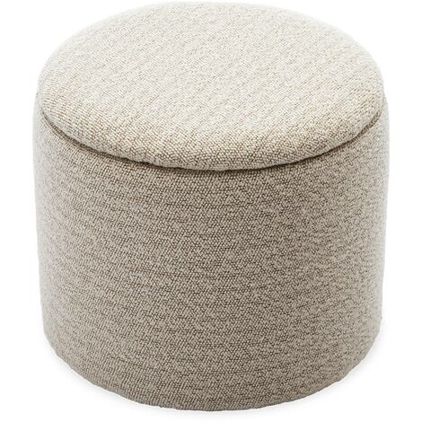 Pouf blanc en tissu avec rangement pour coussins ou plaids (1/5)