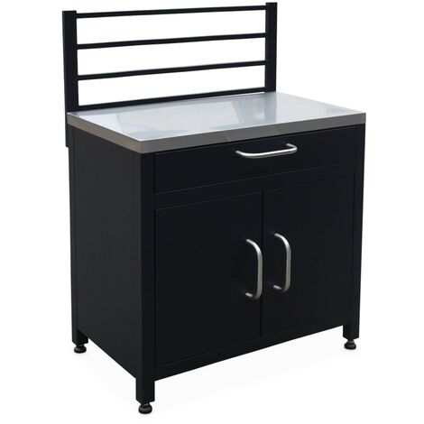Meuble de cuisine extérieure en acier avec 1 tiroir et 1 porte et 1 grille de suspension L80