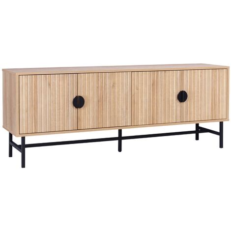 Meuble TV. Bazalt. effet chêne. quatre portes. deux étagères. L 157.5 x l 39 x H 60cm (1/5)