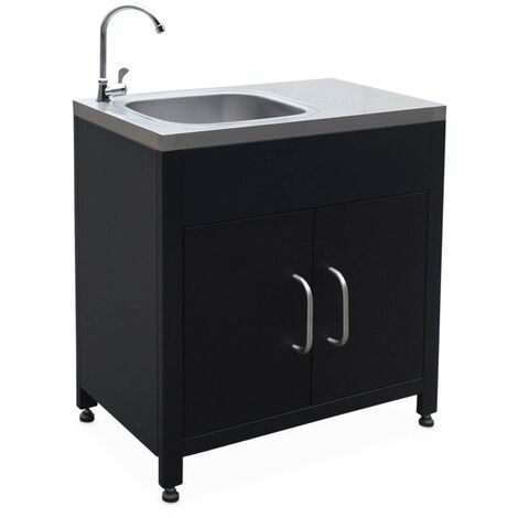 Meuble de cuisine extérieure en acier avec évier L80cm