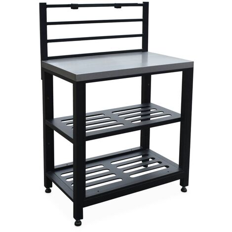 Cuisine extérieure en acier L80cm avec 2 étagères de rangement
