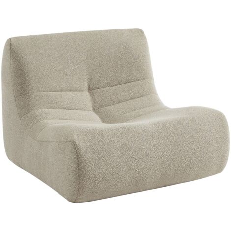 Fauteuil chauffeuse en bouclette texturée beige style contemporain 1 place