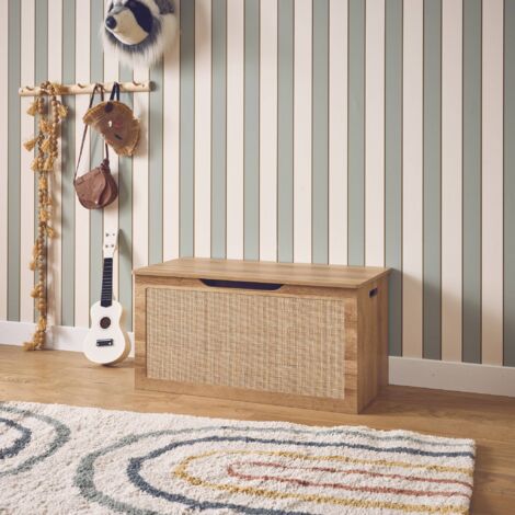 Coffre à jouets cannage. couvercle rabattable. poignées latérales pour chambre enfant