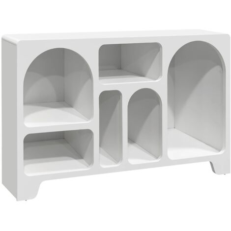 Buffet organique 6 compartiments. buffet bas. effet bois blanc 120cm (1/5)