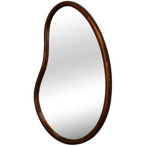 Miroir organique en bois de sapin 65cm épaisseur 3cm coloris noyer idéal entrée. chambre ou salle de bain