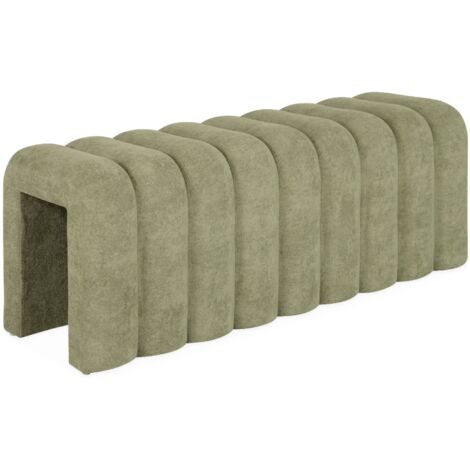 Banc. bout de lit vert contemporain en tissu