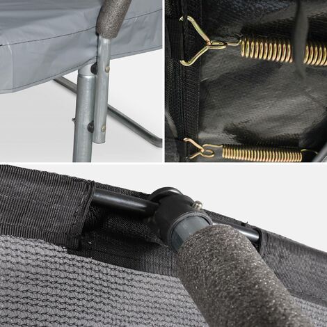 Trampoline rond Ø 430cm gris avec filet de protection intérieur - Venus Inner XXL –  échelle. bâche. filet pour chaussures et kit d'ancrage 4.30m 430 cm