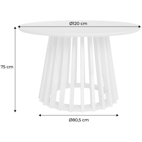 Table à manger effet bois noyer. pieds bois de sapin 4 places Ø120cm