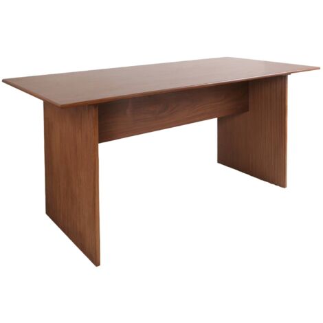 Table à manger rectangulaire effet bois sculpté 4-6 places. 170cm. couleur noyer (1/5)
