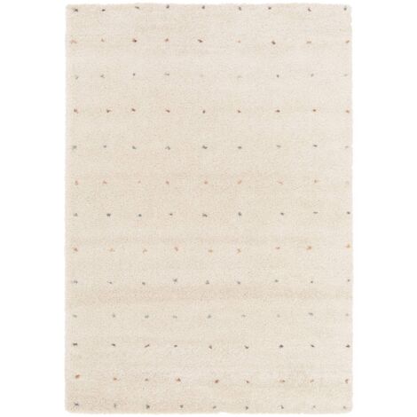 Tapis enfant à petits pois. tapis intérieur crème et multicolore. poils longs shaggy  120 x 170 cm