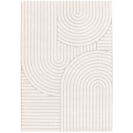 Tapis intérieur motif ethnique arches. poils ras. beige et crème 80 x 150 cm (1/5)