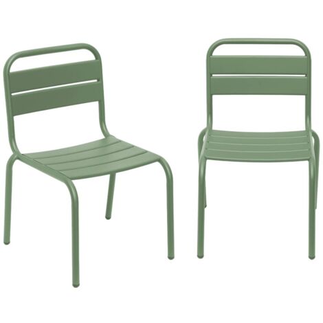 Lot de 2 chaises en métal kaki pour enfant. salon de jardin enfant